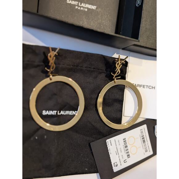 100% Authentic Yves Saint Laurent Cassandre Hoop Earrings - $895MSRP - Picture 4 of 9